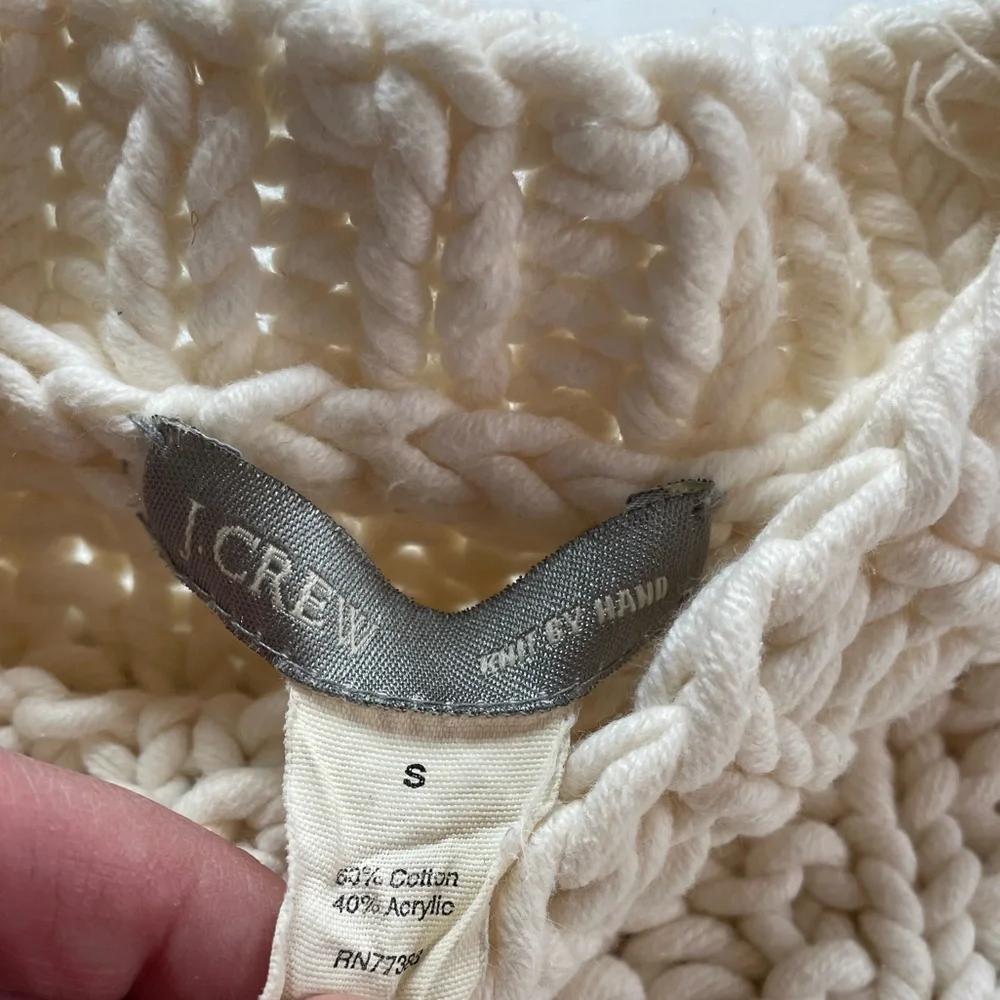 J. Crew Hand Knit Chunky Knit Ivory Sweater Womens Small - Picture 3 of 4